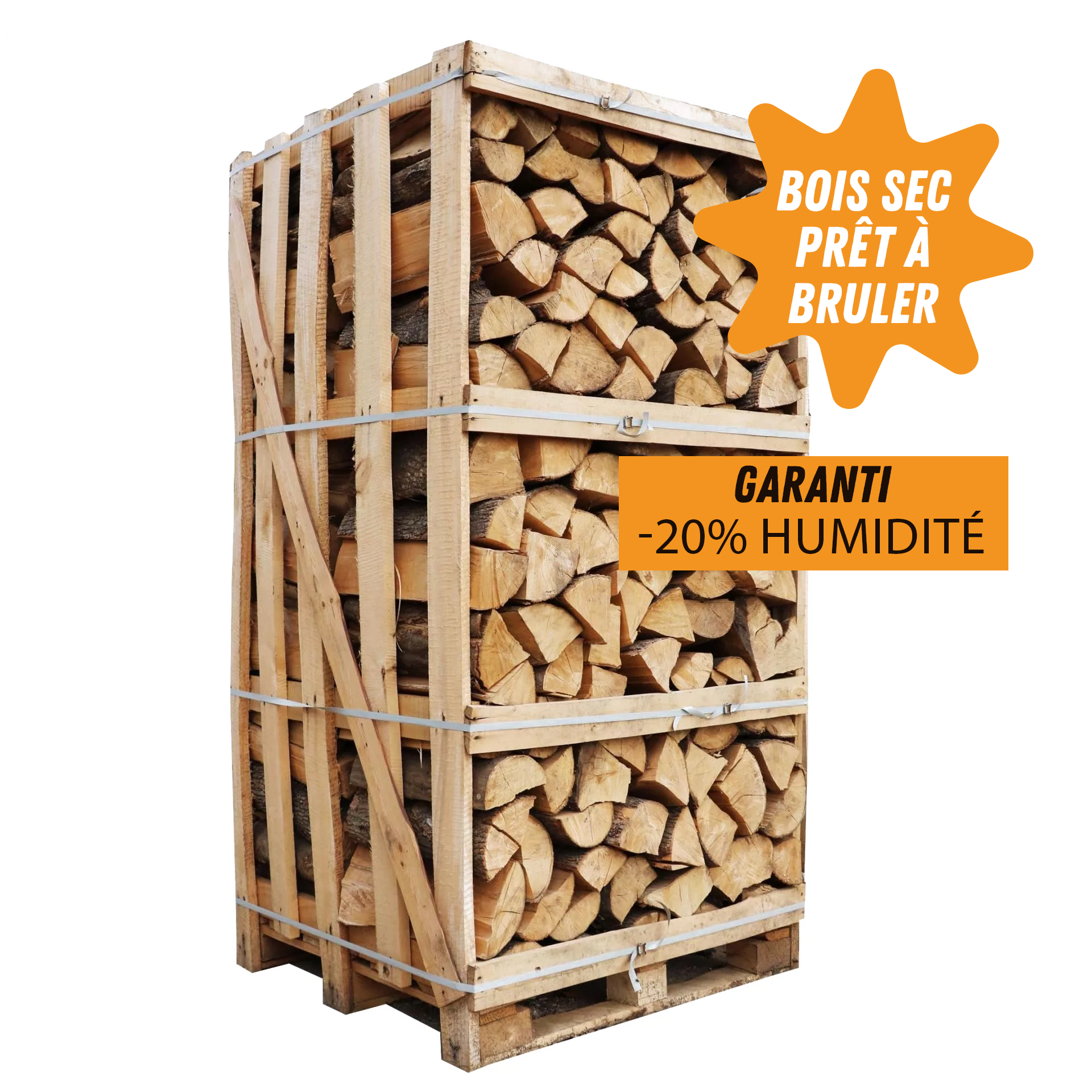 Box de bois de chauffage sec étuvé 2m³ 30cm